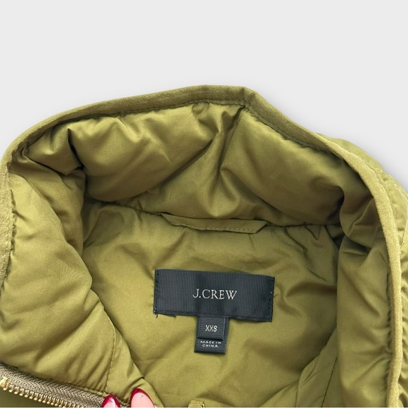 J.Crew Quilted‎ Puffer Excursion Vest Size XXS Olive Green Sleeveless Full Zip - Picture 4 of 5